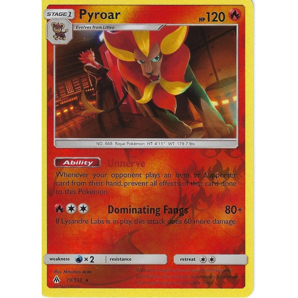 Pokemon SM Forbidden Light Card: Pyroar - 19/131 - Rare Reverse Holo