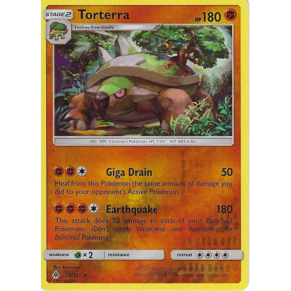 Pokemon SM Forbidden Light Card: Torterra - 58/131 - Rare Reverse Holo