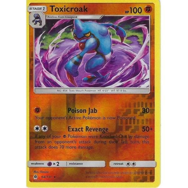 Pokemon SM Forbidden Light Card: Toxicroak - 64/131 - Rare Reverse Holo