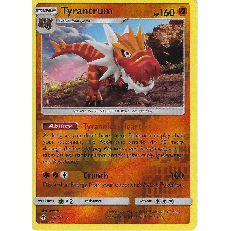 tyrantrum pokemon card value Pokemon SM Forbidden Light Card: Tyrantrum - 69/131 - Rare Reverse Hol