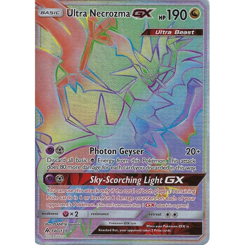 Pokemon SM Forbidden Light Card: Ultra Necrozma GX - 140/131 - Rainbow - Recaptured LTD Pokemon SM Forbidden Light Card: Ultra Necrozma GX - 140/131 - Rainbow - Recaptured LTD