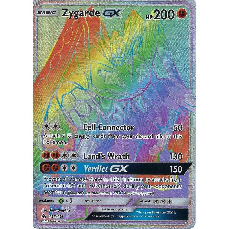 pokemon cards zygarde gx Pokemon SM Forbidden Light Card: Zygarde GX - 136/131 - Rainbow Rare H