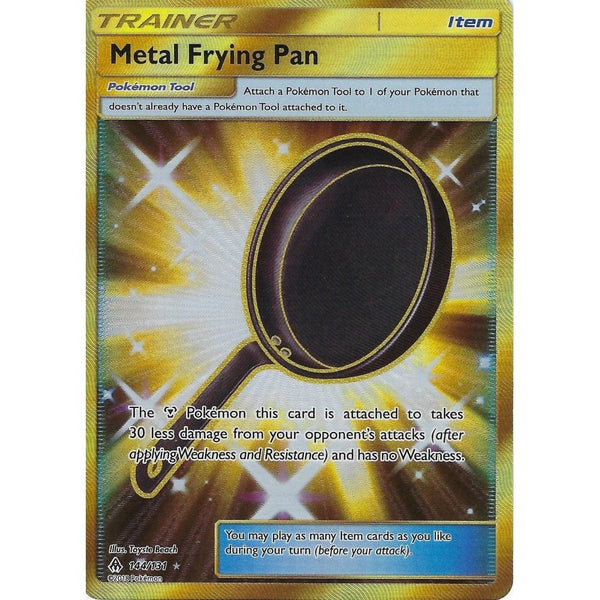 Pokemon SM Forbidden Light: Metal Frying Pan - Trainer 144/131 Gold Secret Ultra