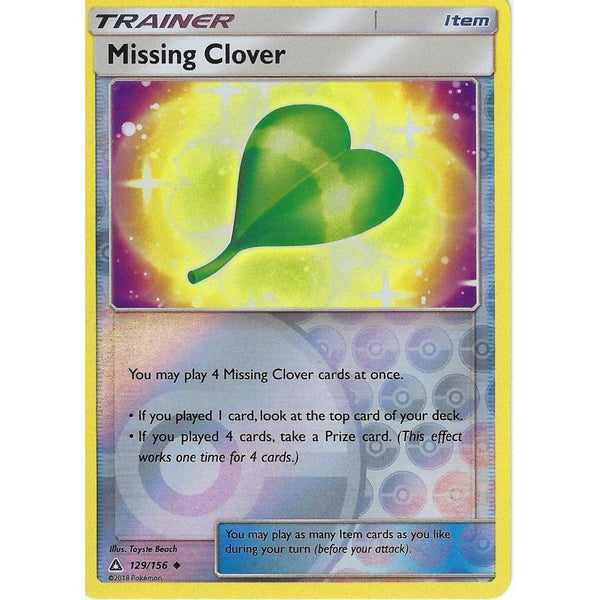 Pokemon SM Ultra Prism Trainer Card: Missing Clover - 129/156 - Reverse Holo