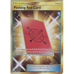 Pokemon SM Ultra Prism Trainer Card: Peeking Red Card 169/156 Gold Ult