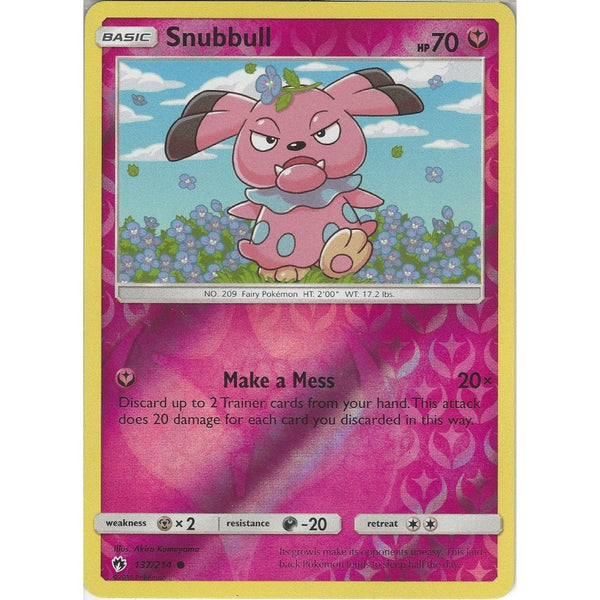 Pokemon Snubbull - 137/214 - Common Reverse Holo Card - SM8 Lost Thunder