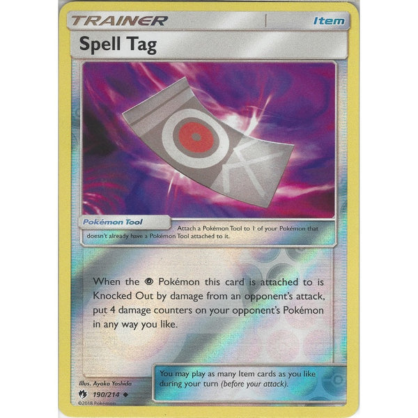 Pokemon Spell Tag - 190/214 - Uncommon Reverse Holo Card - SM8 Lost Thunder