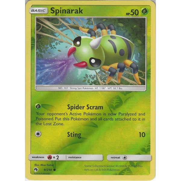 Pokemon Spinarak - 9/214 - Common Reverse Holo Card - SM8 Lost Thunder