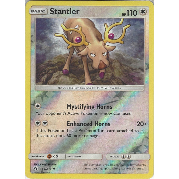 Pokemon Stantler - 156/214 - Uncommon Reverse Holo Card - SM8 Lost Thunder