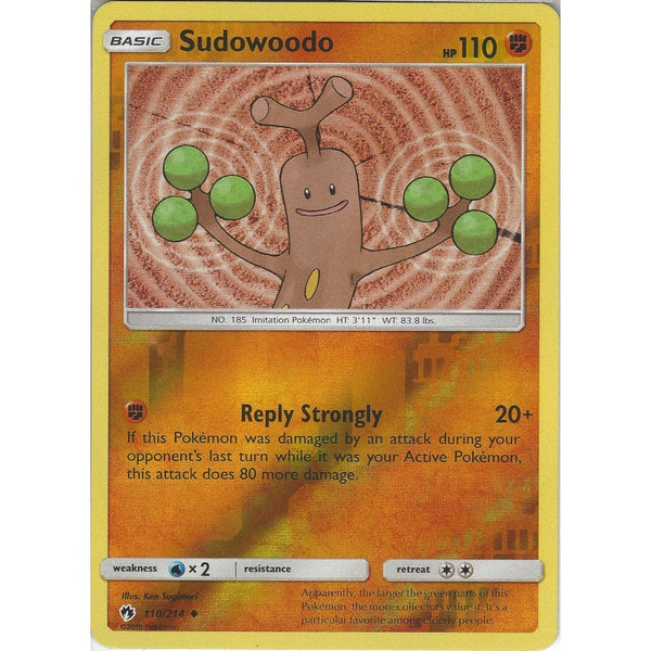 Pokemon Sudowoodo - 110/214 - Uncommon Reverse Holo Card - SM8 Lost Thunder