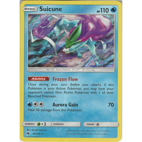 Pokemon Suicune - 59/214 - Rare Holo Card - SM8 Lost Thunder