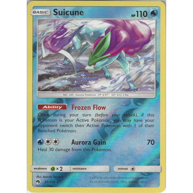 Pokemon Suicune - 59/214 - Rare Reverse Holo Card - SM8 Lost Thunder - Recaptured LTD Pokemon Suicune - 59/214 - Rare Reverse Holo Card - SM8 Lost Thunder - Recaptured LTD