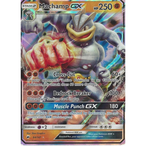 Pokemon Sun &amp; Moon Burning Shadows: MACHAMP GX - 64/147 - ULTRA RARE HOLO