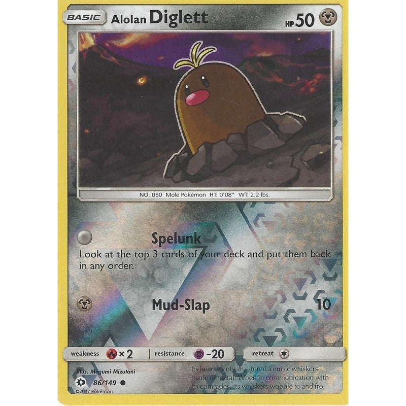 POKEMON Sun & Moon Card ALOLAN DIGLETT - 86/149 - REVERSE HOLO - Recaptured LTD POKEMON Sun & Moon Card ALOLAN DIGLETT - 86/149 - REVERSE HOLO - Recaptured LTD
