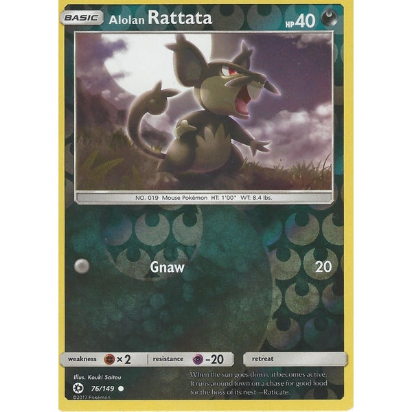 POKEMON Sun &amp; Moon Card ALOLAN RATTATA - 76/149 - REVERSE HOLO