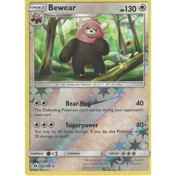 POKEMON Sun &amp; Moon Card BEWEAR - 112/149 - RARE REVERSE HOLO