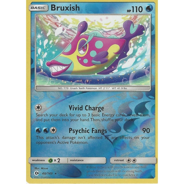 POKEMON Sun &amp; Moon Card BRUXISH - 48/149 - RARE REVERSE HOLO