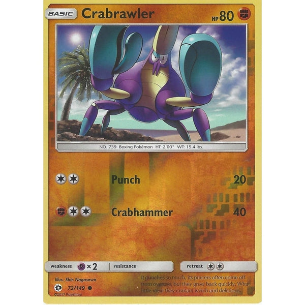 POKEMON Sun &amp; Moon Card CRABRAWLER - 72/149 - REVERSE HOLO
