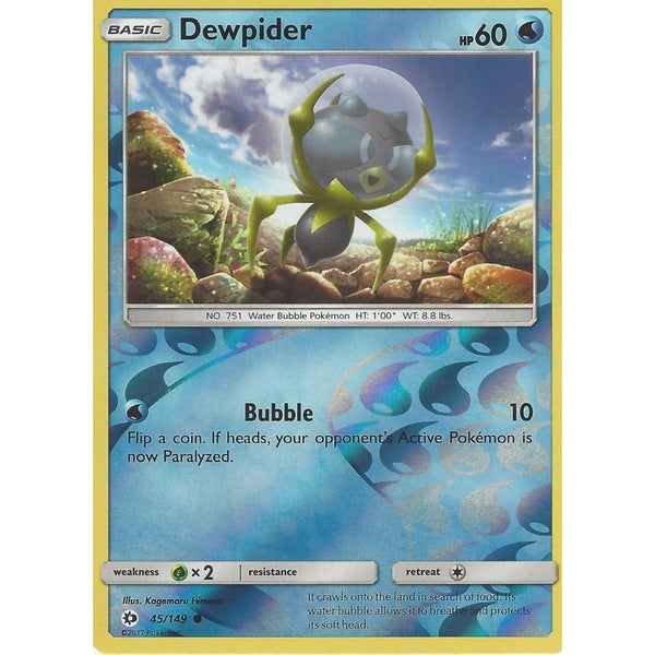 POKEMON Sun &amp; Moon Card DEWPIDER - 45/149 - REVERSE HOLO