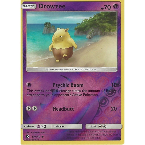 POKEMON Sun &amp; Moon Card DROWZEE - 59/149 - REVERSE HOLO