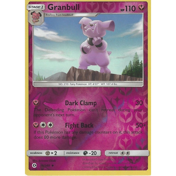 POKEMON Sun &amp; Moon Card GRANBULL - 91/149 - REVERSE HOLO