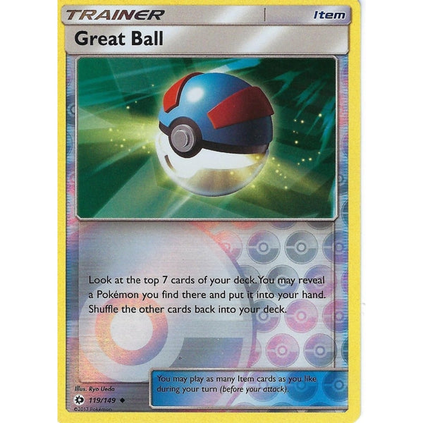 POKEMON Sun &amp; Moon Card GREAT BALL - 119/149 - REVERSE HOLO