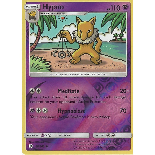 POKEMON Sun &amp; Moon Card HYPNO - 60/149 - REVERSE HOLO