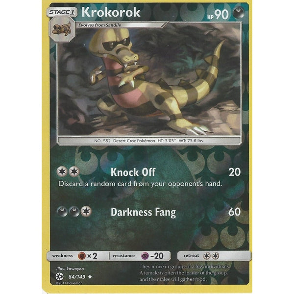 POKEMON Sun &amp; Moon Card KROKOROK - 84/149 - REVERSE HOLO