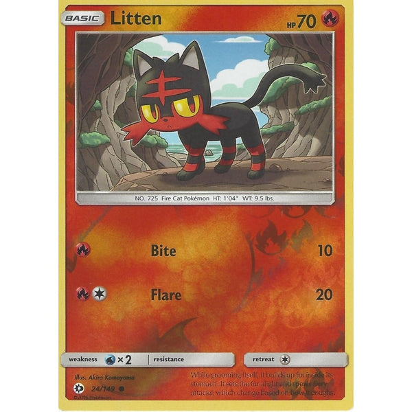 POKEMON Sun &amp; Moon Card LITTEN - 24/149 - REVERSE HOLO