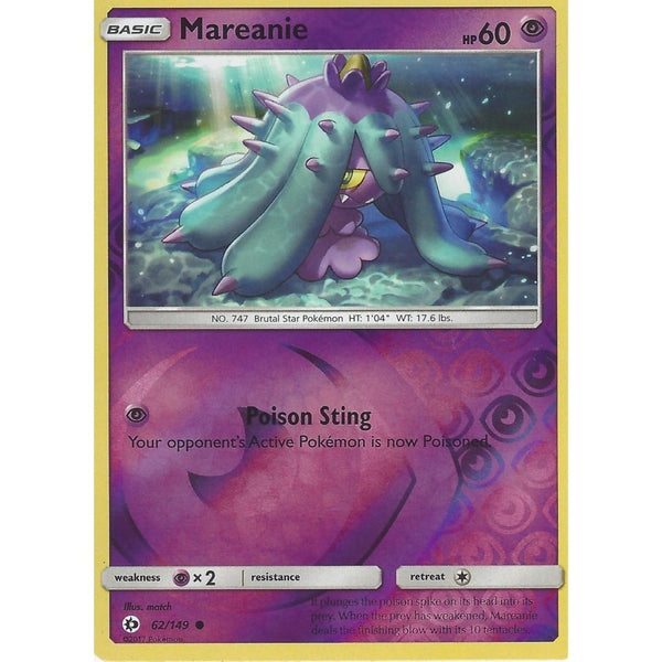 POKEMON Sun &amp; Moon Card MAREANIE - 62/149 - REVERSE HOLO