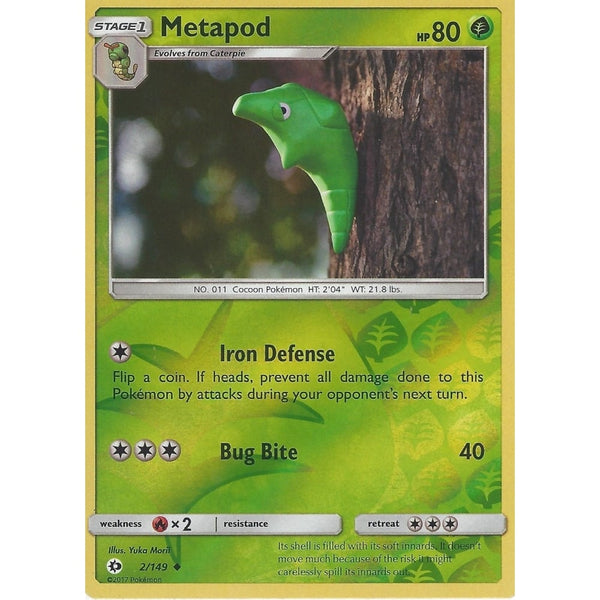POKEMON Sun &amp; Moon Card METAPOD - 2/149 - REVERSE HOLO