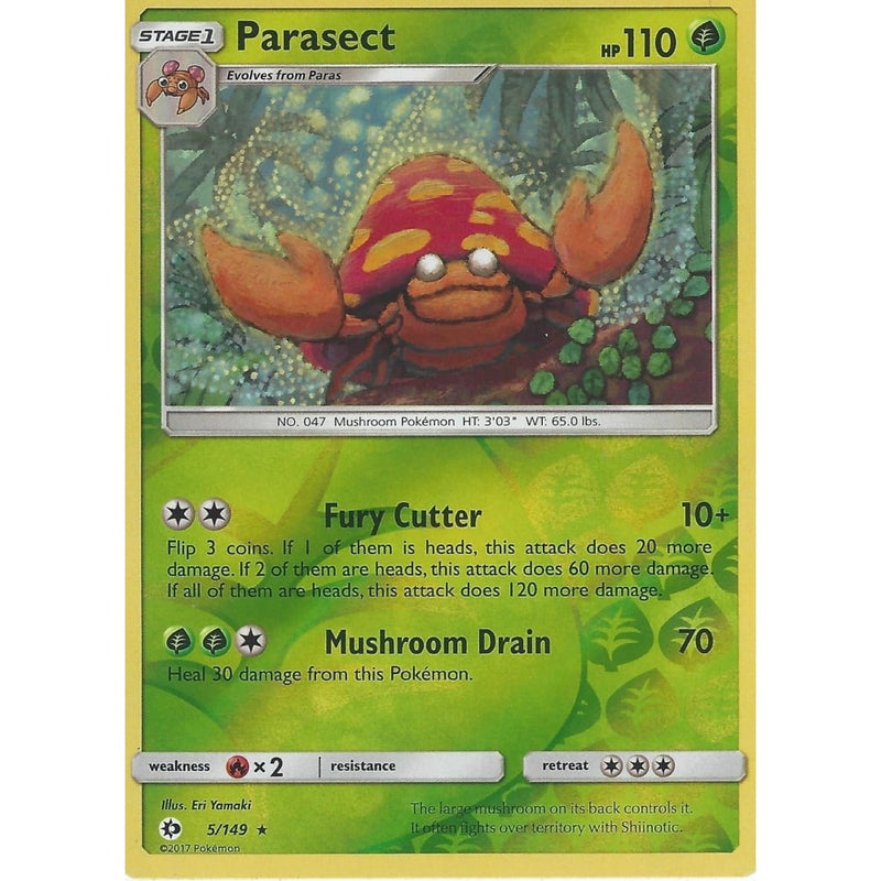 POKEMON Sun & Moon Card PARASECT - 5/149 - RARE REVERSE HOLO - Recaptured LTD POKEMON Sun & Moon Card PARASECT - 5/149 - RARE REVERSE HOLO - Recaptured LTD