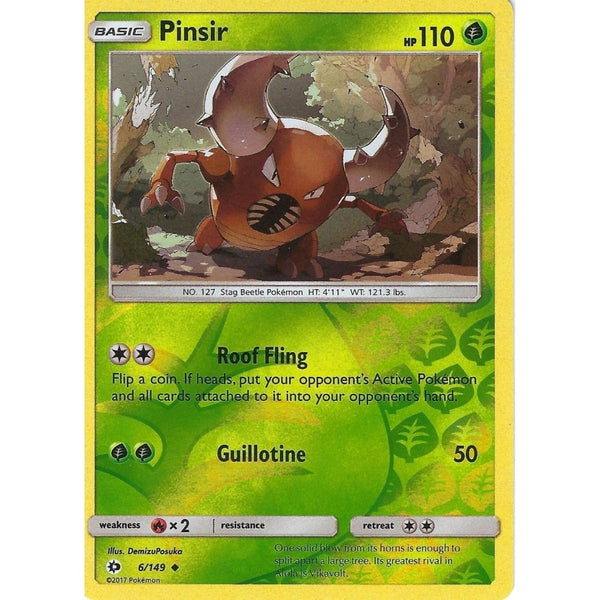 POKEMON Sun &amp; Moon Card PINSIR - 6/149 - REVERSE HOLO