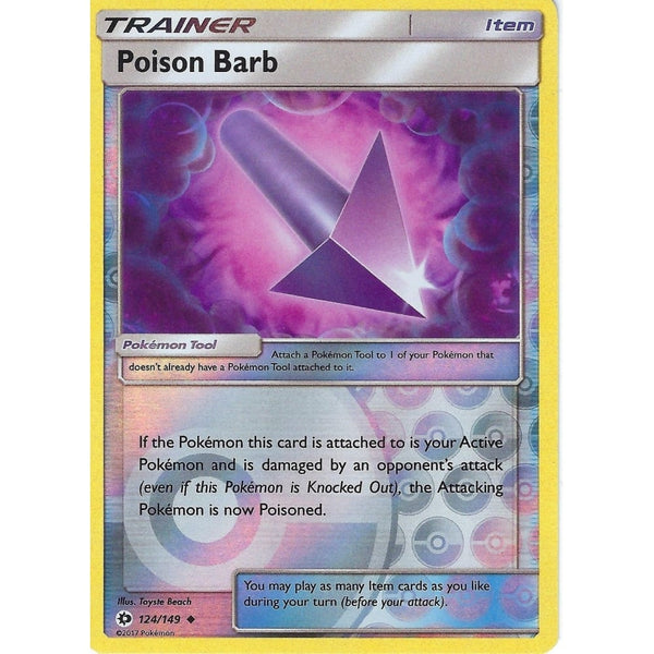 POKEMON Sun &amp; Moon Card POISON BARB - 124/149 - REVERSE HOLO