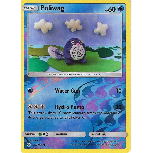 POKEMON Sun &amp; Moon Card POLIWAG - 30/149 - REVERSE HOLO