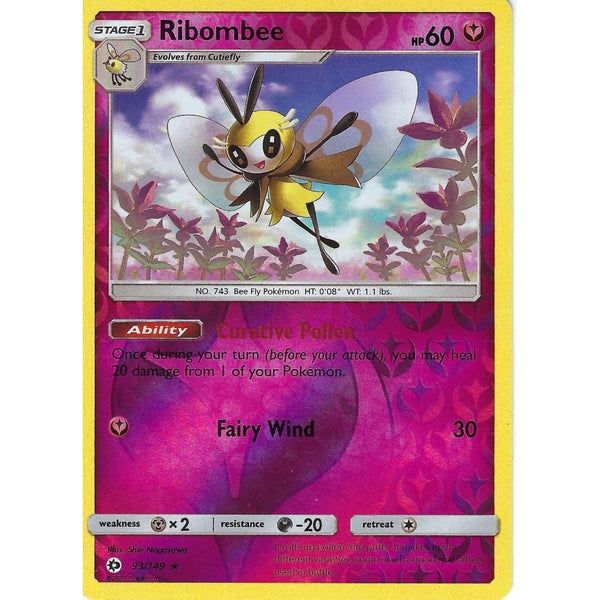 POKEMON Sun &amp; Moon Card RIBOMBEE - 93/149 - REVERSE HOLO