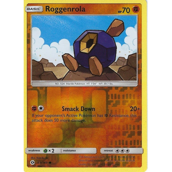 POKEMON Sun &amp; Moon Card ROGGENROLA - 69/149 - REVERSE HOLO