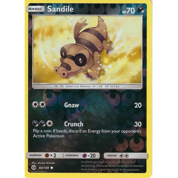 POKEMON Sun &amp; Moon Card SANDILE - 83/149 - REVERSE HOLO