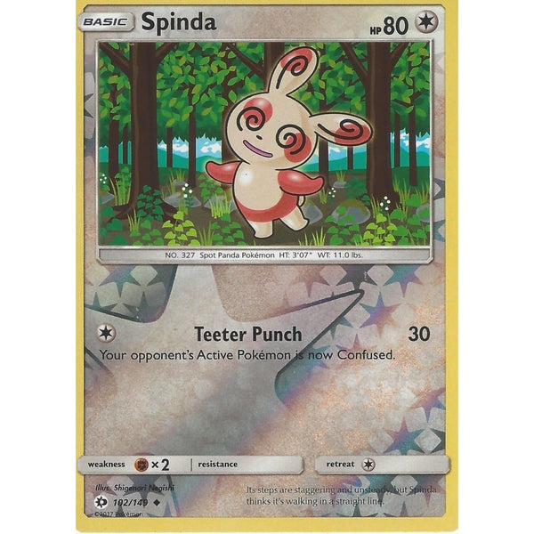 POKEMON Sun &amp; Moon Card SPINDA - 102/149 - REVERSE HOLO