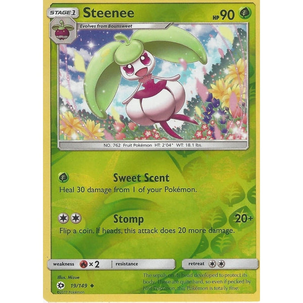 POKEMON Sun &amp; Moon Card STEENEE - 19/149 - REVERSE HOLO