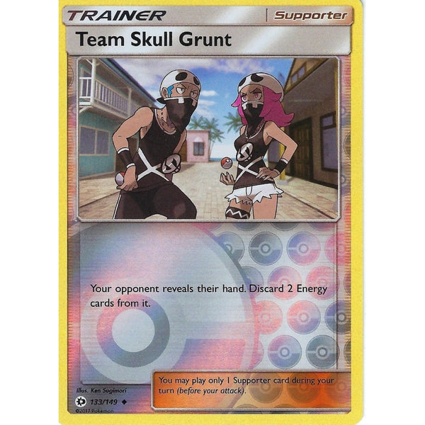 POKEMON Sun &amp; Moon Card TEAM SKULL GRUNT - 133/149 - REVERSE HOLO