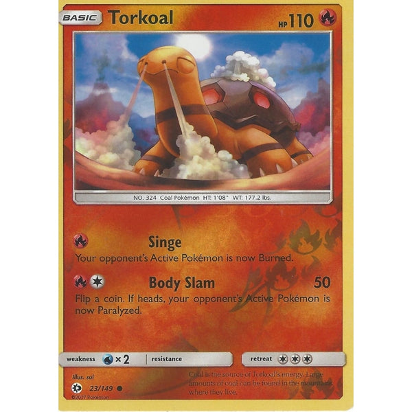 POKEMON Sun &amp; Moon Card TORKOAL - 23/149 - REVERSE HOLO