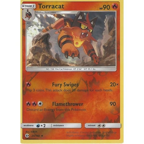 POKEMON Sun &amp; Moon Card TORRACAT - 25/149 - REVERSE HOLO