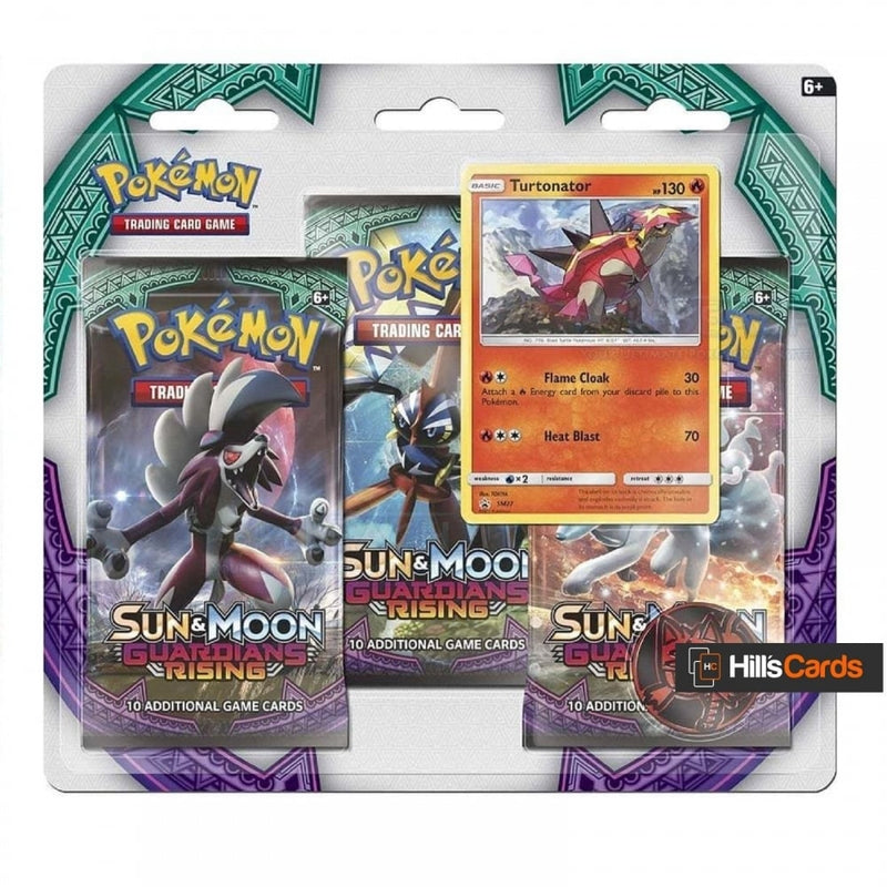 Pokemon Sun & Moon Guardians Rising 3 Pack Blister - Turtonator - Trip - Recaptured LTD Pokemon Sun & Moon Guardians Rising 3 Pack Blister - Turtonator - Trip - Recaptured LTD