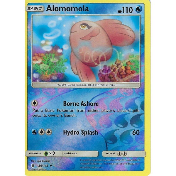 Pokemon Sun &amp; Moon Guardians Rising Card: ALOMOMOLA - 36/145 - REVERSE HOLO