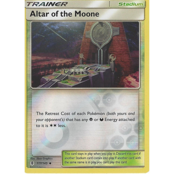 Pokemon Sun &amp; Moon Guardians Rising Card: ALTAR OF THE MOONE - 117/145 - REVERSE HOLO