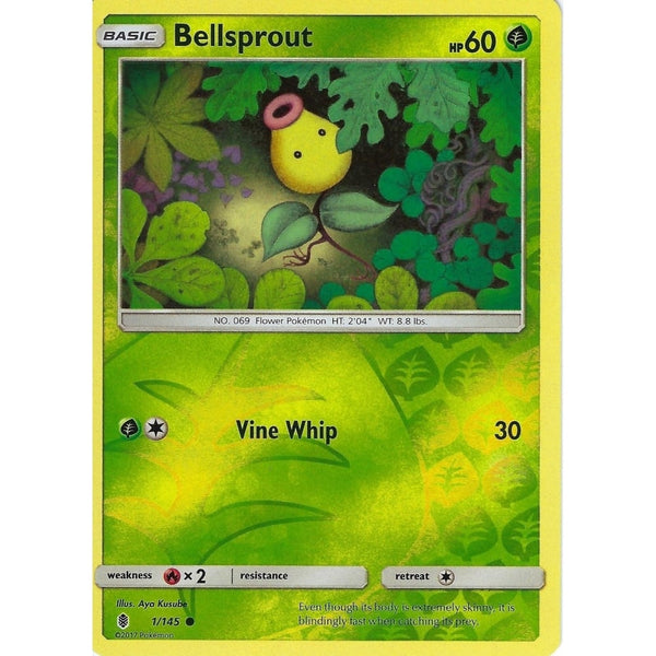 Pokemon Sun &amp; Moon Guardians Rising Card: BELLSPROUT - 1/145 - REVERSE HOLO
