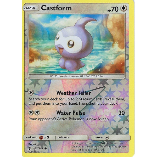 Pokemon Sun &amp; Moon Guardians Rising Card: CASTFORM - 105/145 - REVERSE HOLO