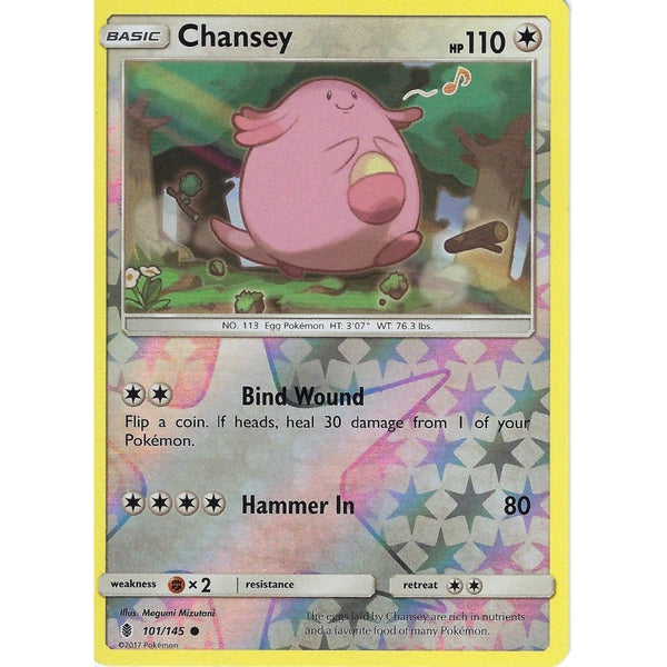 Pokemon Sun &amp; Moon Guardians Rising Card: CHANSEY - 101/145 - REVERSE HOLO