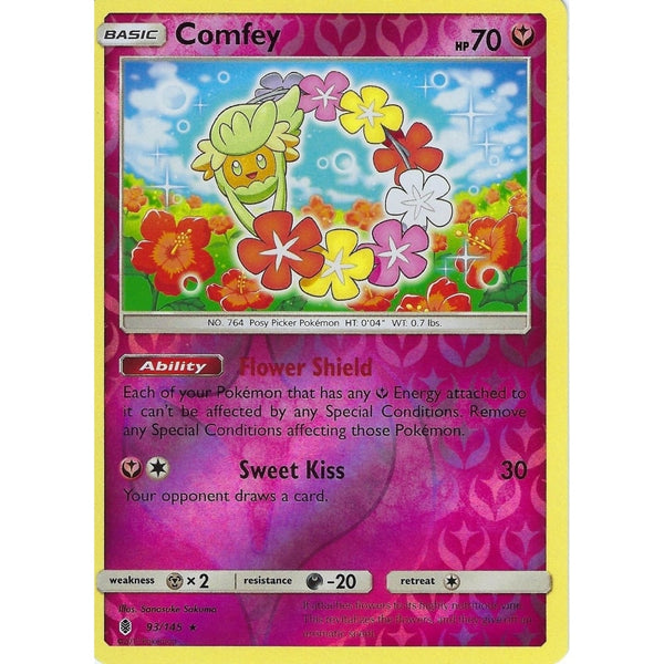 Pokemon Sun &amp; Moon Guardians Rising Card: COMFEY - 93/145 - REVERSE HOLO